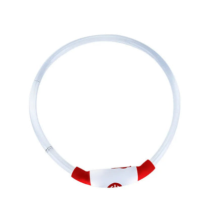 USB-rechargeable LED dog collar with blue glow, adjustable 70cm length, and three flash modes for pet safety.