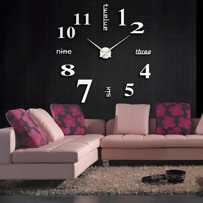 25-inch black solar wall clock with laser-engraved numbers and European round design