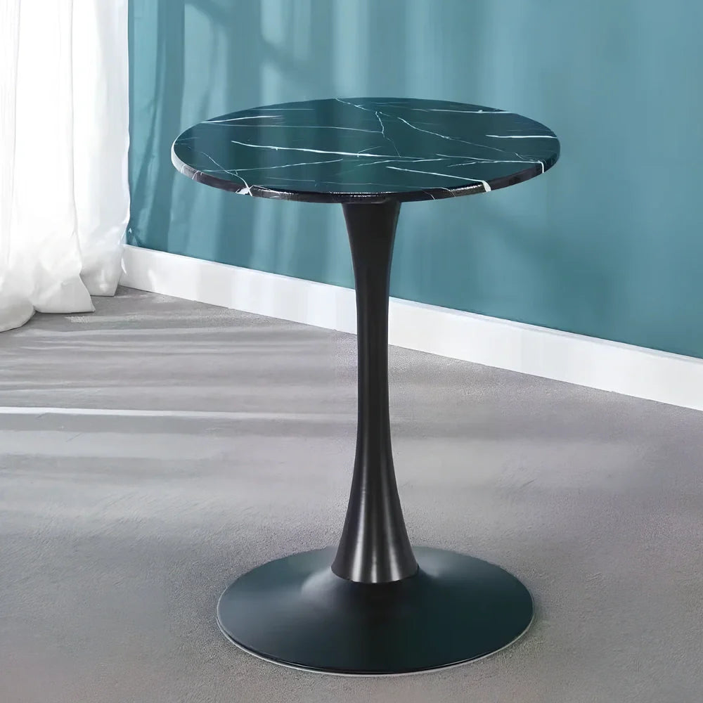 Scandinavian style coffee table with folding chairs in white finish, 60cm diameter