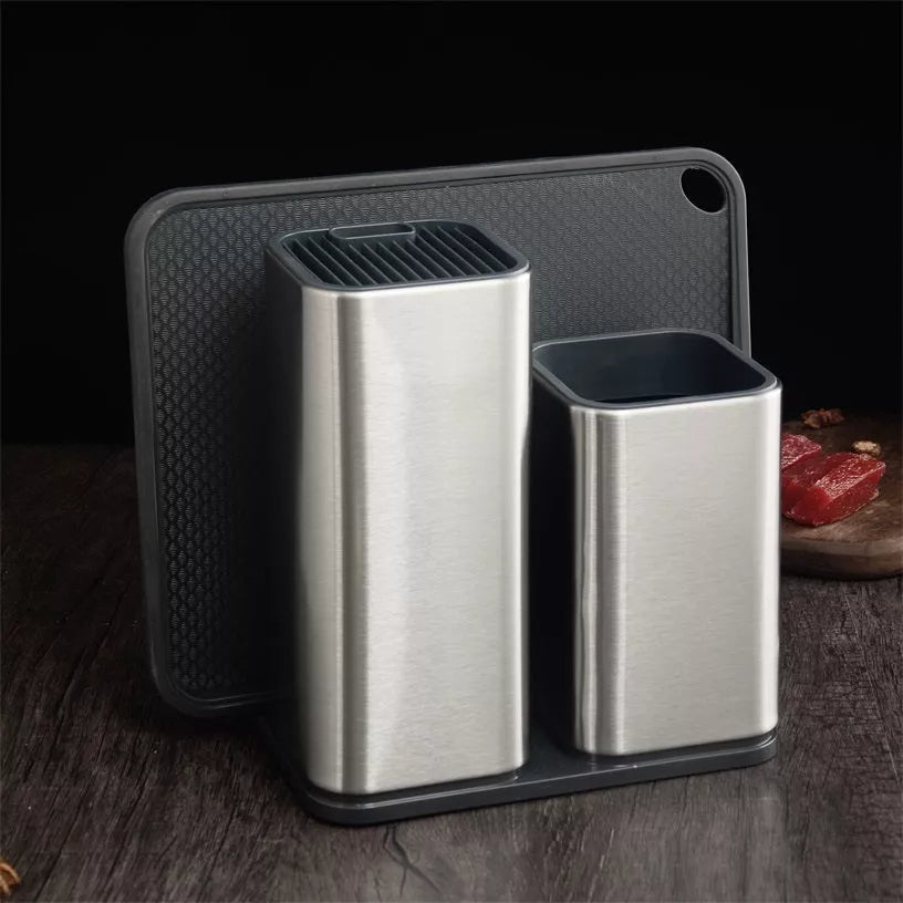 Large capacity multifunctional kitchen tool holder in black and white with detachable base