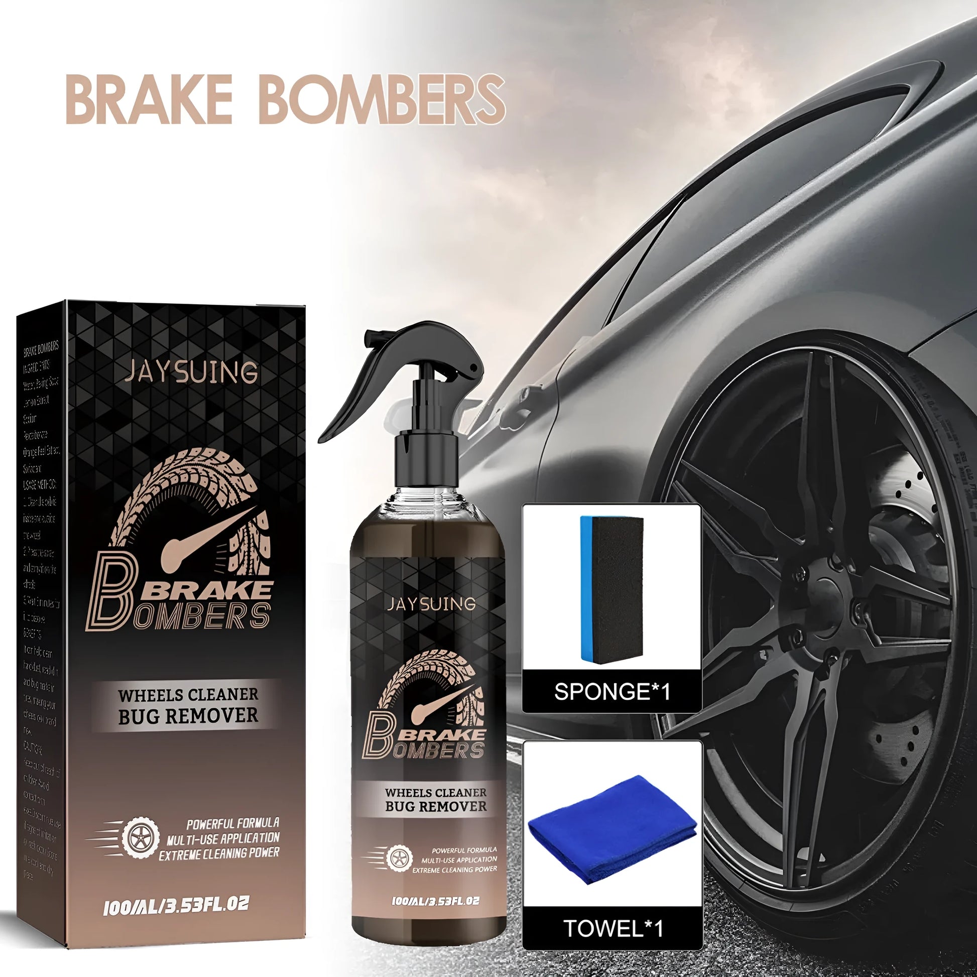 100ml car brake cleanser bottle with sponge and cloth for disc decontamination and rust removal