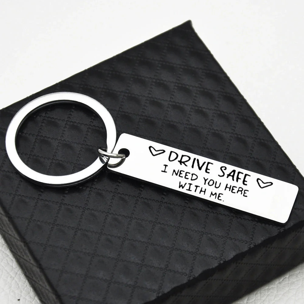 Personalized stainless steel keychain for men with a classic round design