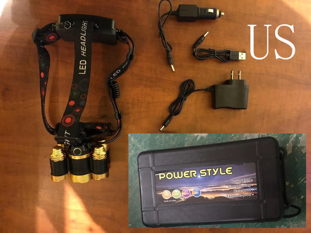 Gold or silver aluminium head torch with adjustable focus and optional sensor switch for hands-free operation