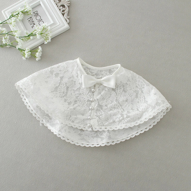 White fluffy baby dress two-piece set in beige with silk-polyester fabric and cotton lining for infants 0-24 months