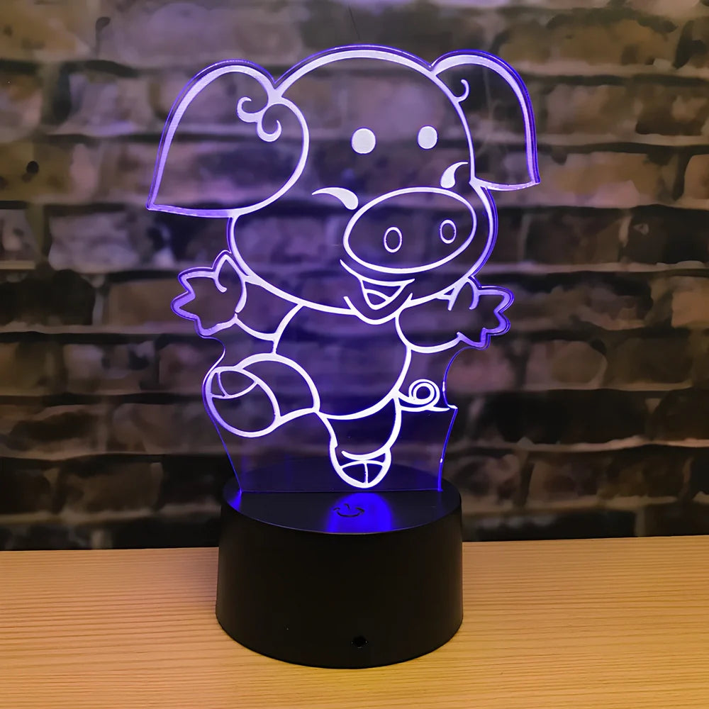 Zodiac LED night light with touch control showing dragon design and seven colour illumination options