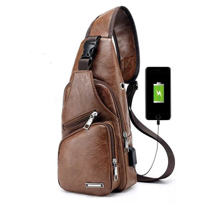 Waterproof one-shoulder messenger bag in light brown and black, featuring dual compartments