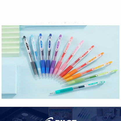 Baiguole 0.5mm gel pen showing examples from its metallic, fluorescent, and tender colour collections.