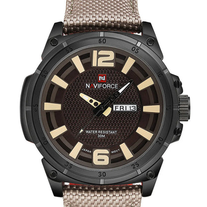 Sport climbing watch with pointer and number display, unisex, shown in black, blue, grey, orange and red options.