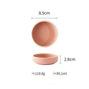 Pure Color Matte Ceramic Plate Set in pink, grey, white, and blue