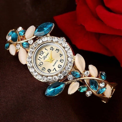 Vintage round dial quartz watch in royal blue, colorful, orange, purple, and red