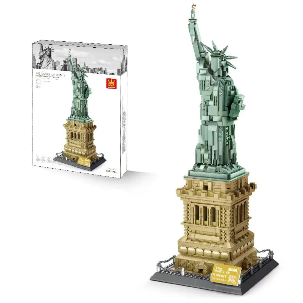 Wange building block set with 800+ ABS plastic pieces for constructing architectural landmark models