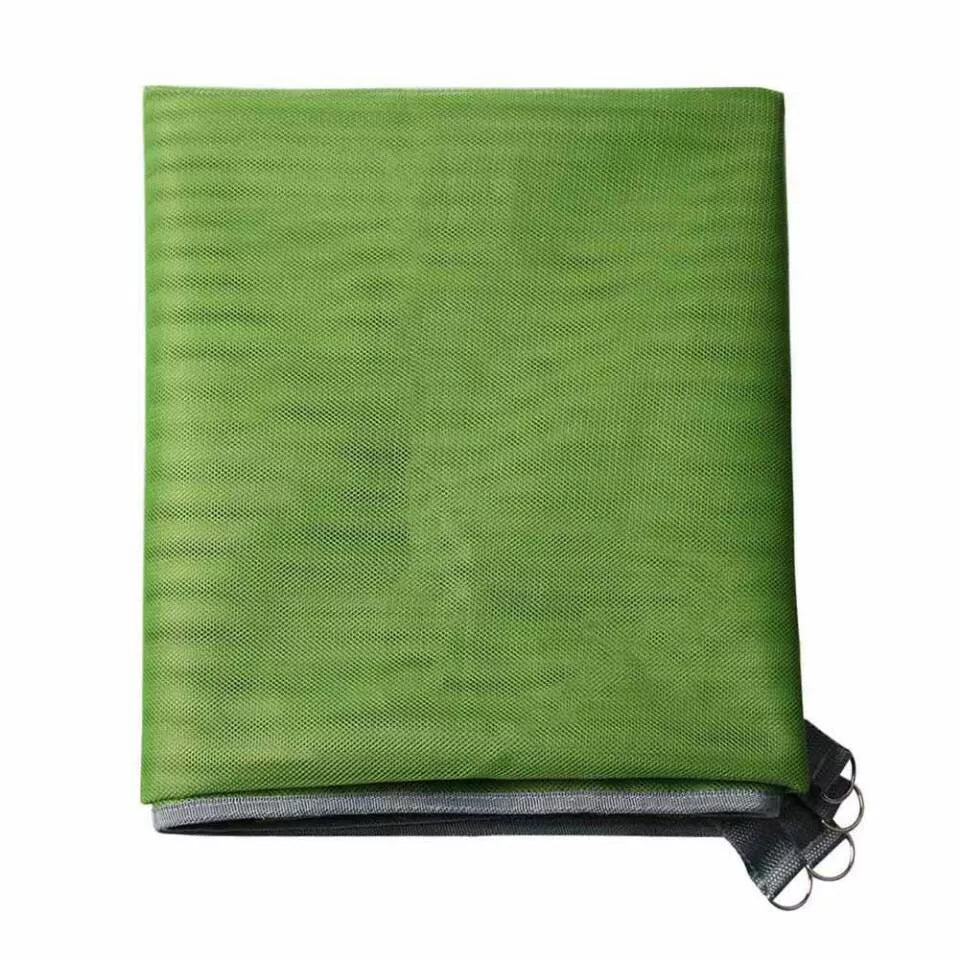Sand-free beach mat in green, blue, or pink, made from durable PVC for easy cleanup