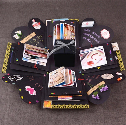 Premium craft paper keepsake gift box with adhesive photo album for organizing and displaying special occasion photos