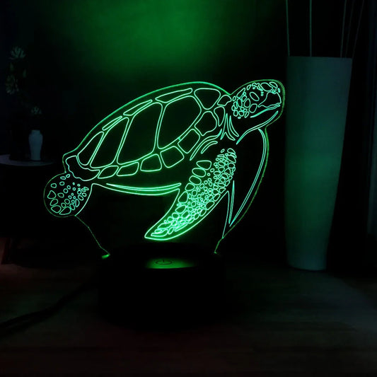 3D acrylic turtle-shaped LED night light with 16 colour options and remote control