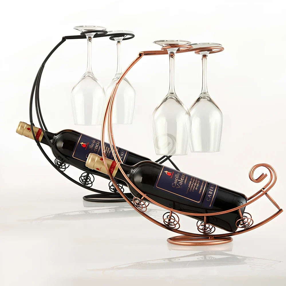 Stainless steel wine rack measuring 320mm wide with wine bottle storage