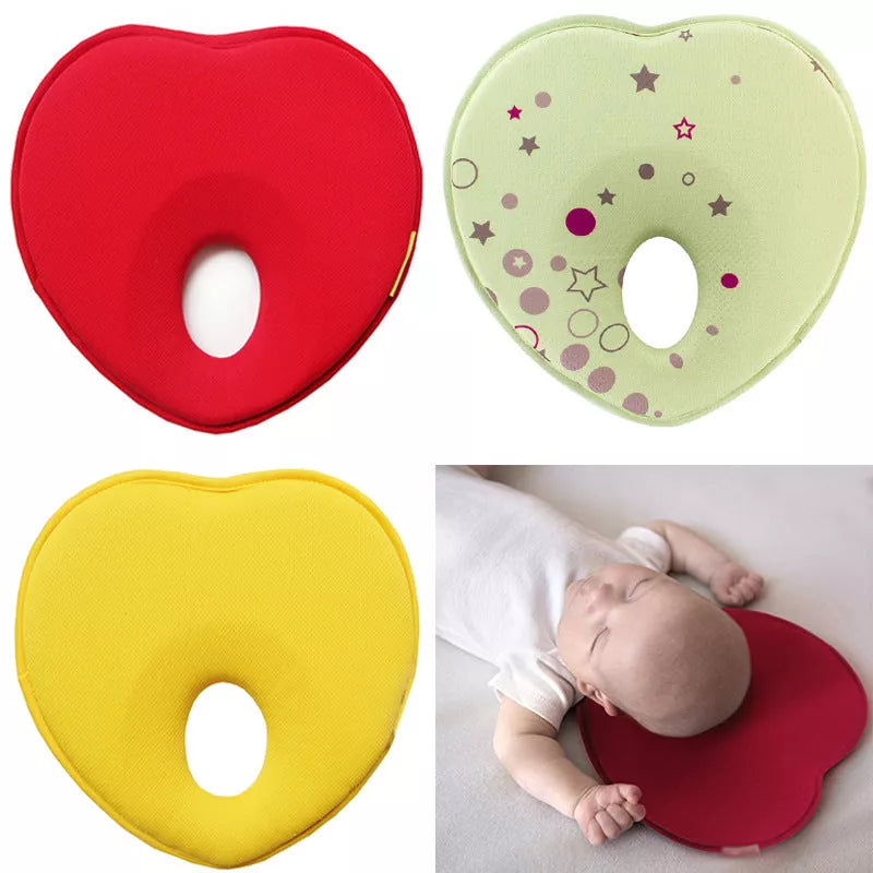 Newborn anti-roll pillow in heart shape for flat head prevention, 21*19*3cm