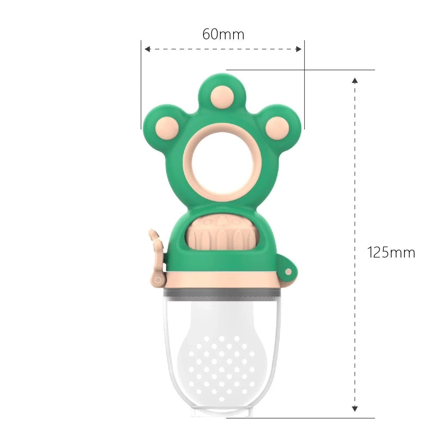 Fruit-infused baby pacifier feeder with mesh design, made of safe, high-quality silicone material