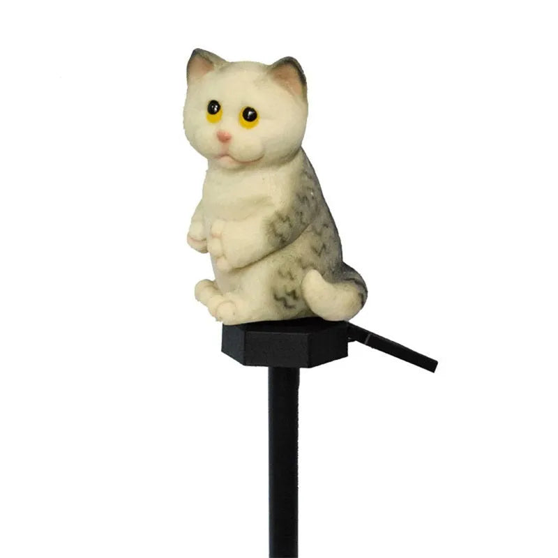 Brown cat-shaped solar lawn light for garden courtyard decoration