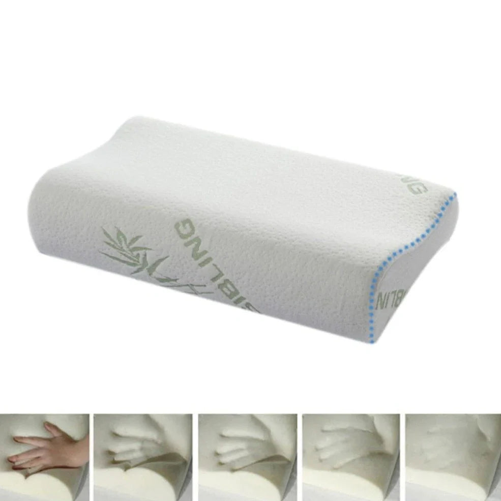 Bamboo fibre cervical pillow with slow rebound memory cotton in four size options for neck support