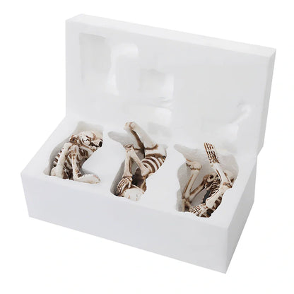 Resin Halloween three-piece set featuring ghost, skeleton don't listen, and don't look figures, 10-15 cm tall in photo colour