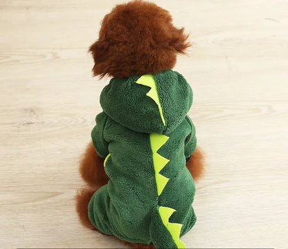 Coral fleece four-legged dog costume in cartoon style, sizes XS to 2XL, five character options