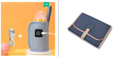 Portable milk bottle warmer with cloth cover and heating element for 55-75mm bottles