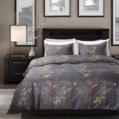 Blue geometric pattern three-piece polyester duvet cover set for double bed, 168x228cm quilt and 51x66cm pillowcases