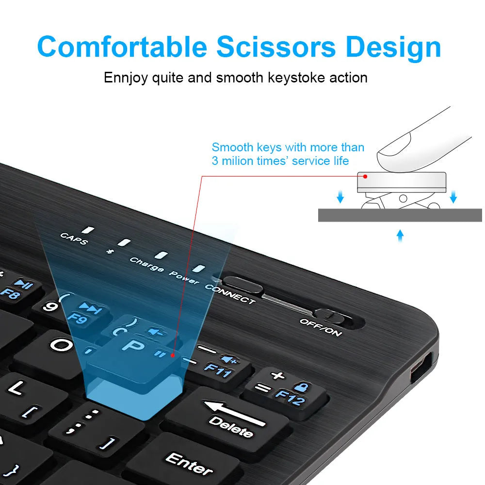 Black and white mini Bluetooth wireless keyboard for tablets