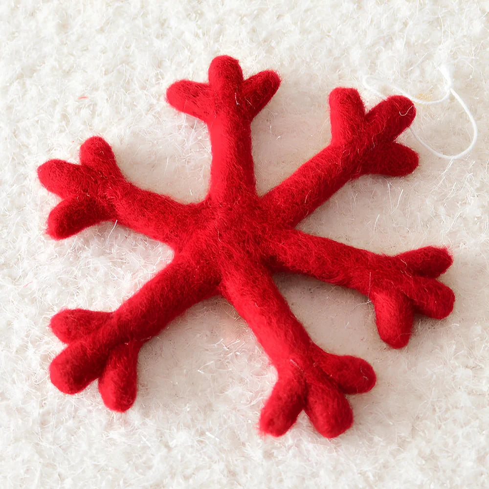 19cm wool felt snowflake and 13cm star Christmas tree decorations with laser-cut details