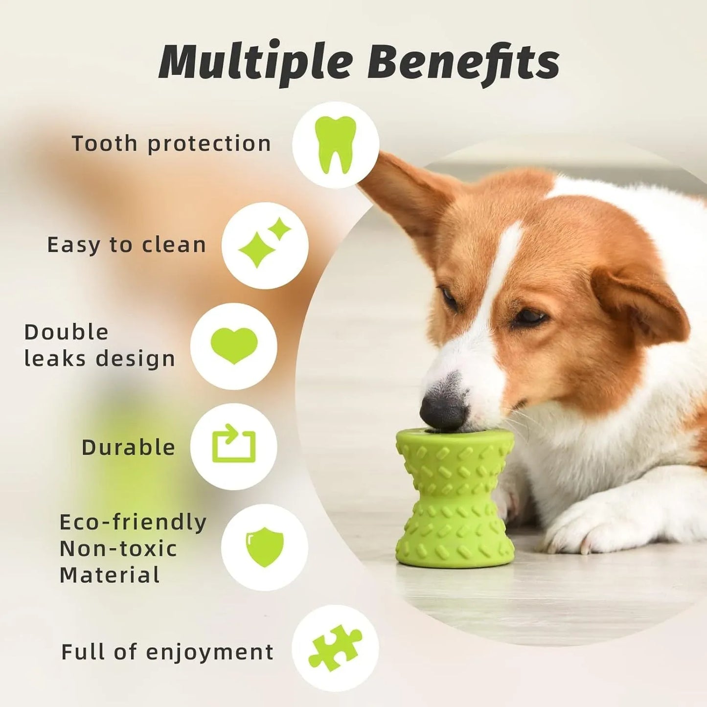 Blue interactive treat dispensing dog bone toy for aggressive chewers with hollow centre and natural rubber material