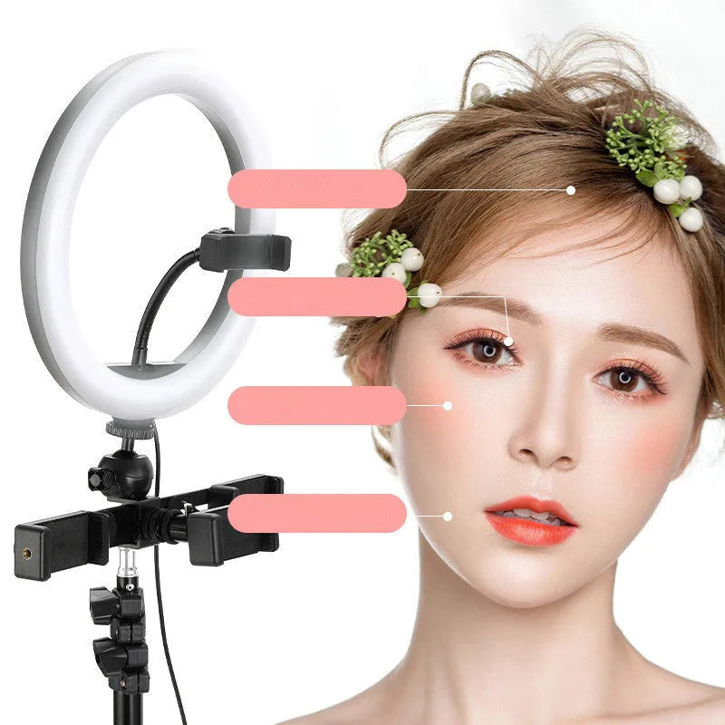 10-inch rotating ring selfie light with 19cm metal bracket for smartphone photography