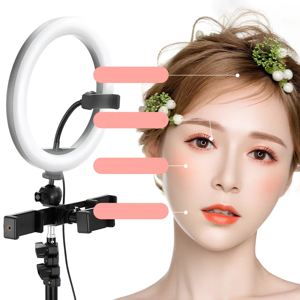 10-inch ring selfie beautifying light with adjustable 19cm metal bracket for smartphone photography