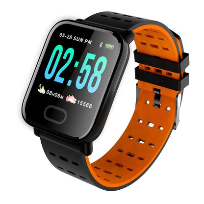 A6 colour screen smart bracelet with silicone strap showing 1.3-inch display and zinc alloy frame