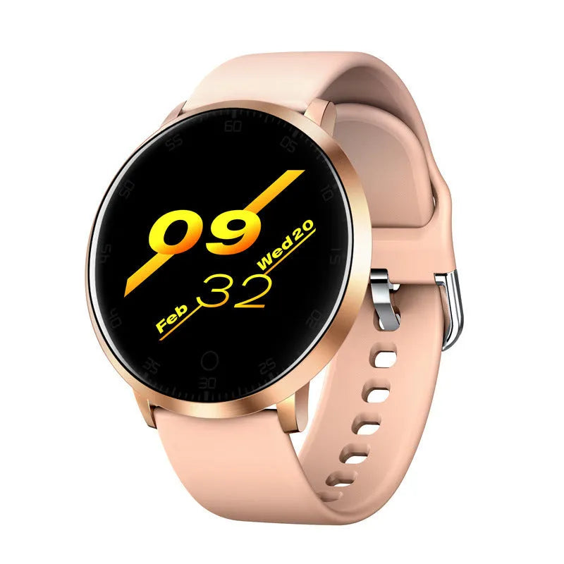Ultra-thin smart health bracelet in black with 1.3-inch touch screen on silicone wrist strap