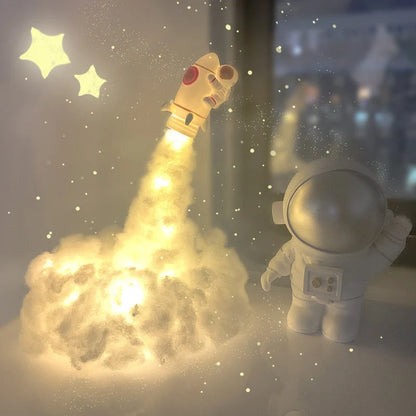 DIY LED Rocket Night Light with realistic space-themed design and smooth PP cotton base