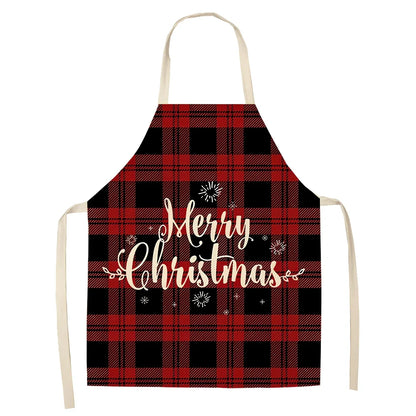 Cotton linen Christmas apron with adjustable straps showing 68x55 cm coverage area
