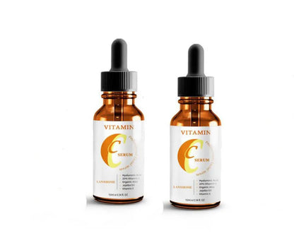 10ml bottle of Vitamin C Hyaluronic Acid facial serum for anti-aging and brightening.