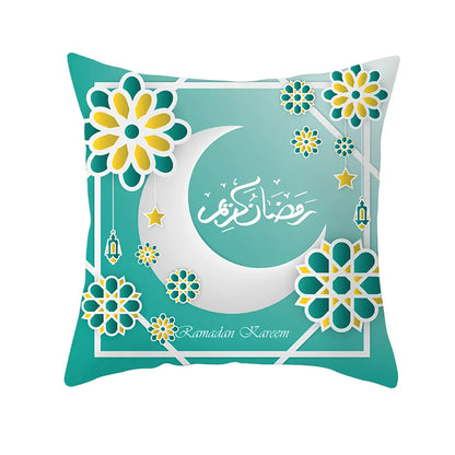 Single-sided digital printed peach skin pillowcase measuring 44cm for Ramadan Eid decor