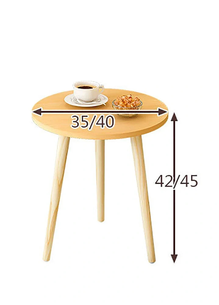 Solid wood round coffee table with 35cm diameter and 42cm height in white finish