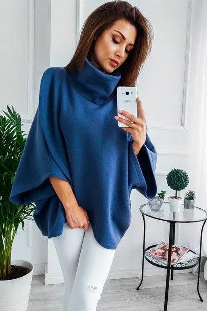 Women's black batwing sleeve cardigan sweatshirt with three-button placket and stitching detail
