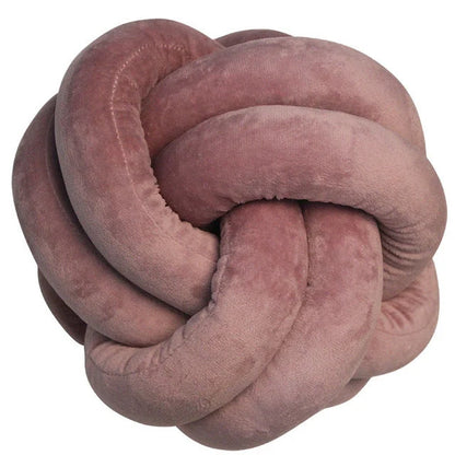 Knotted Plush Ball Design Round Throw Pillow in various colors and sizes