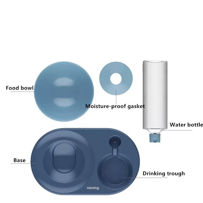 Automatic double bowl pet feeder with water dispenser for dogs and cats