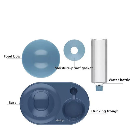 Automatic double bowl pet feeder with water dispenser for dogs and cats