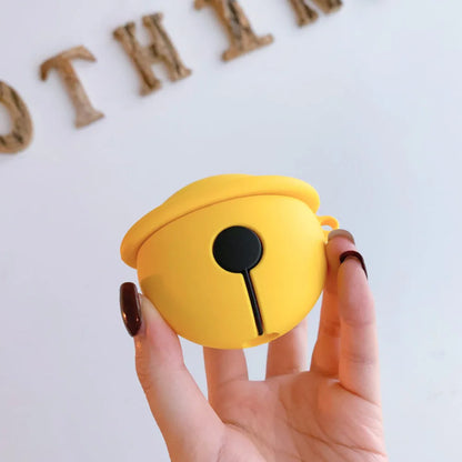 Yellow silicone bell-shaped case for AirPods with keychain loop