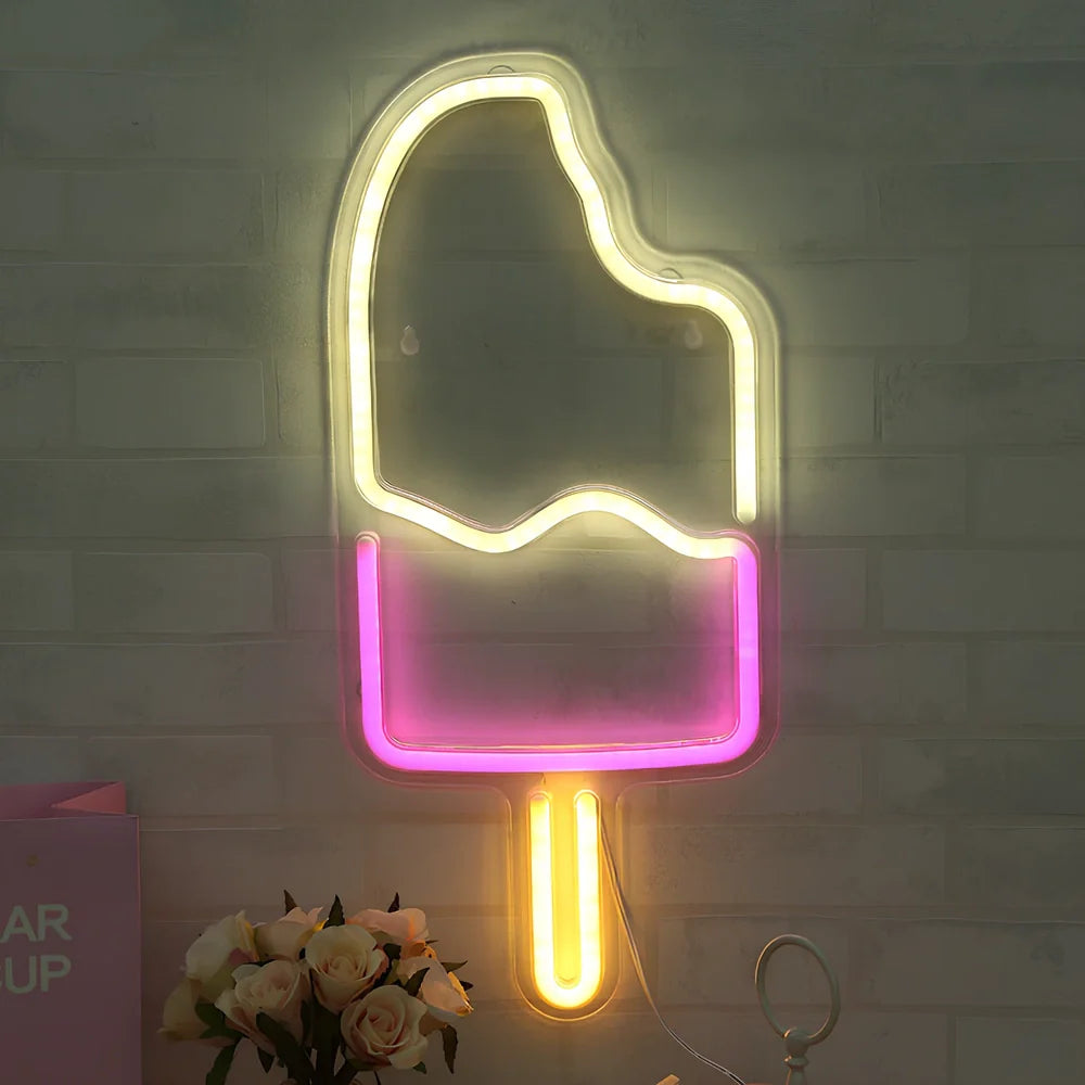 USB-powered LED neon wall lamp in flexible PVC with multiple colour options and design shapes