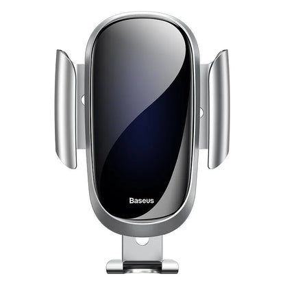 Universal car phone holder with adjustable swivel joint mounted on car windscreen holding smartphone