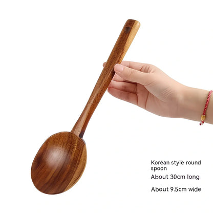 Korean teak wood cooking shovels set with three distinct designs for kitchen use