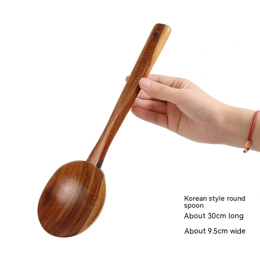 Korean teak wood cooking shovels set with three distinct designs for kitchen use