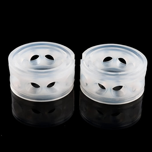 Transparent rubber spring shock absorber for car suspension with visible spring gap measurement
