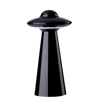 White UFO-shaped desk lamp with USB charging port and push-button switch
